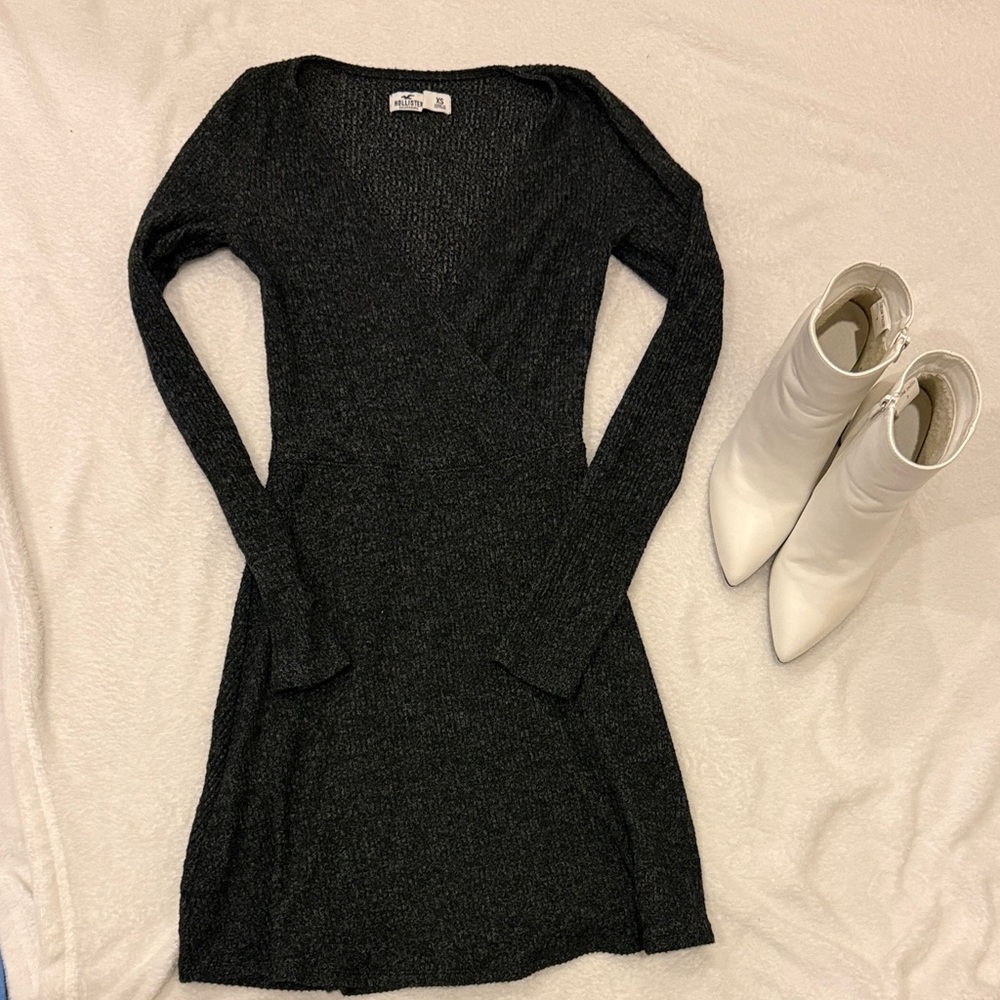 Hollister Charcoal Long Sleeve Sweater Dress